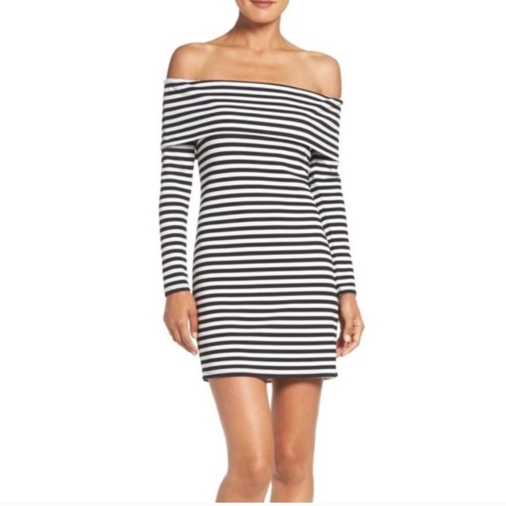 Trina Turk black and white stripped dress